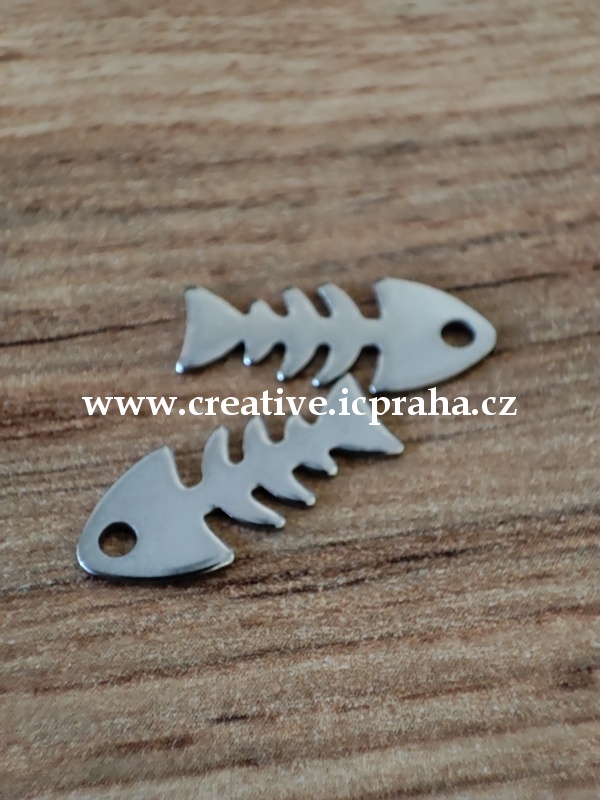 přívěšek Rybí kostra 18x8mm - ocel